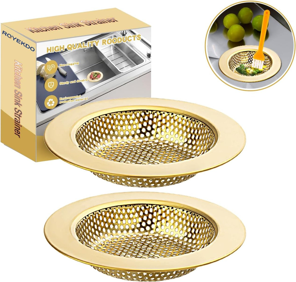4.4" Kitchen Sink Strainer Stainless Steel Dual Mesh Drain Filter