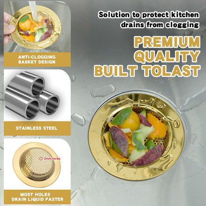 4.4" Kitchen Sink Strainer Stainless Steel Dual Mesh Drain Filter