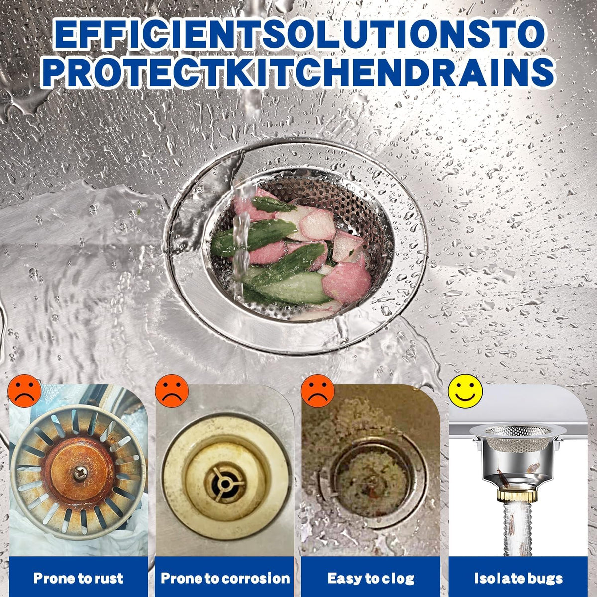 4.4" Kitchen Sink Strainer Stainless Steel Dual Mesh Drain Filter