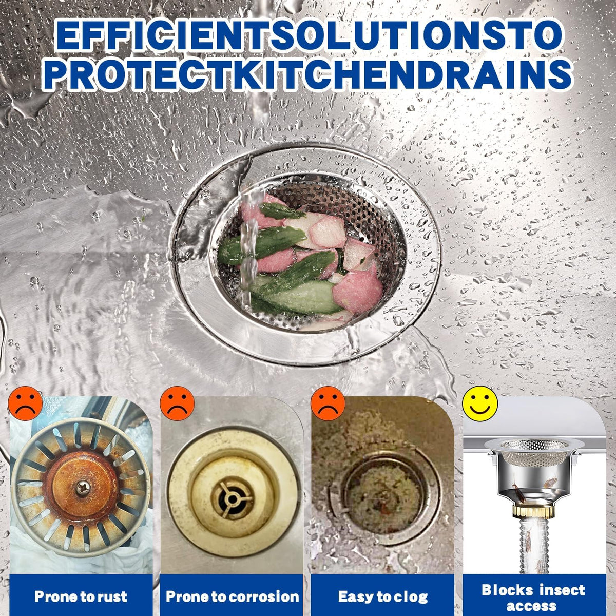 4.4" Kitchen Sink Strainer Stainless Steel Dual Mesh Drain Filter