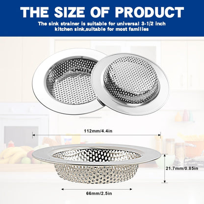 4.4" Kitchen Sink Strainer Stainless Steel Dual Mesh Drain Filter