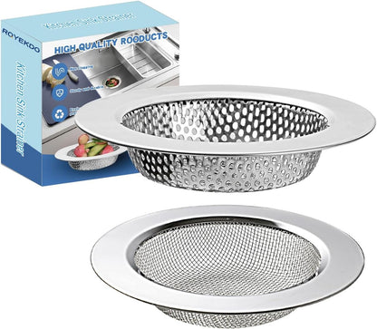 4.4" Kitchen Sink Strainer Stainless Steel Dual Mesh Drain Filter