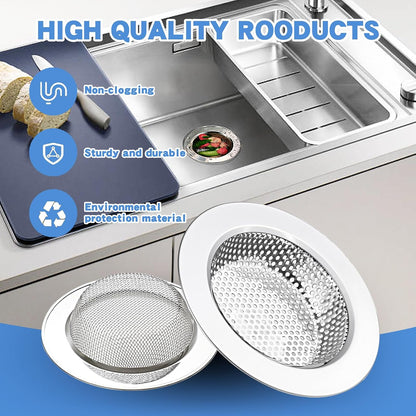 4.4" Kitchen Sink Strainer Stainless Steel Dual Mesh Drain Filter