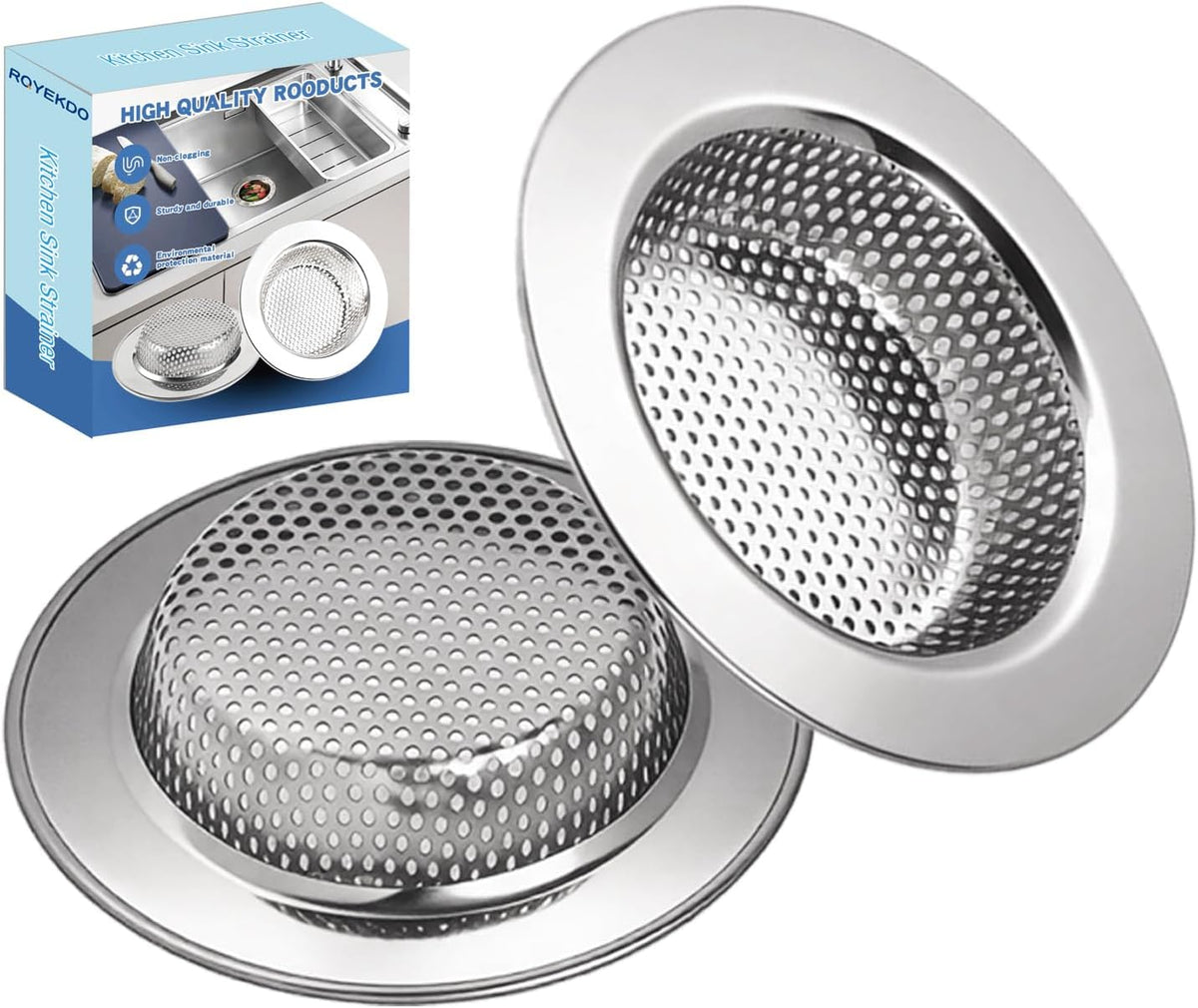 4.4" Kitchen Sink Strainer Stainless Steel Dual Mesh Drain Filter