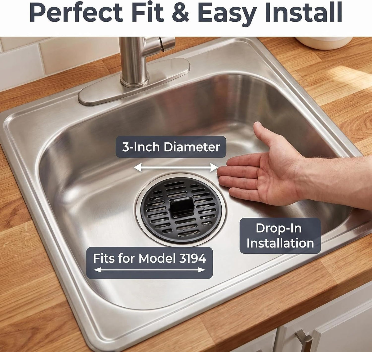 3194 Garbage Disposal Safety Screen, 3 Inch Polystyrene Sink Drain Strainer