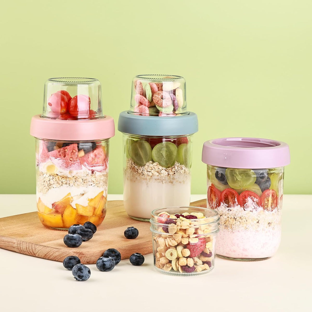 6oz Glass Spice Jars with Bamboo Lid and Label, Square Glass Container, Small Food Storage Containers for Kitchen, Clear Empty Seasoning Jar for Sugar, Salt, Coffee Bean, Herb, Borosilicate
