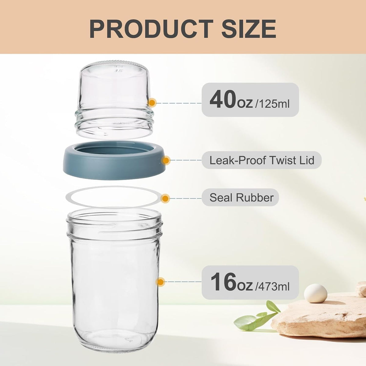 6oz Glass Spice Jars with Bamboo Lid and Label, Square Glass Container, Small Food Storage Containers for Kitchen, Clear Empty Seasoning Jar for Sugar, Salt, Coffee Bean, Herb, Borosilicate