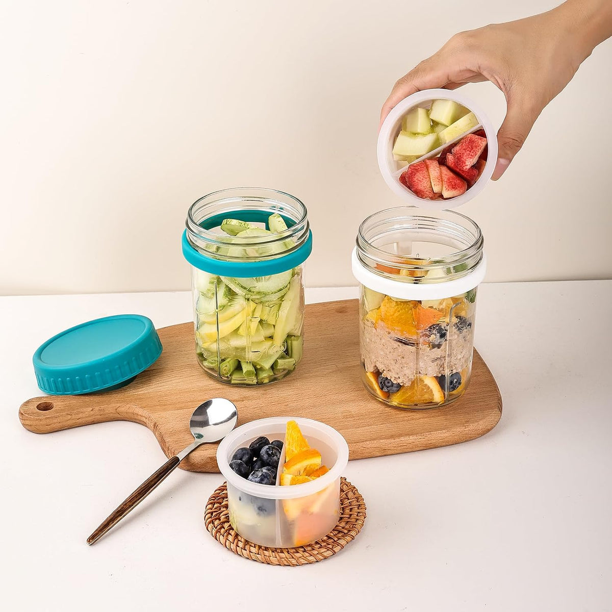 6oz Glass Spice Jars with Bamboo Lid and Label, Square Glass Container, Small Food Storage Containers for Kitchen, Clear Empty Seasoning Jar for Sugar, Salt, Coffee Bean, Herb, Borosilicate