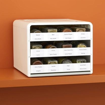 SpiceStack® Adjustable Spice Rack Organizer, Pull-Down 24-Bottle Seasonings and Spices Holder for Kitchen Cabinet and Pantry Organization with 104 Included Labels | Adjustable