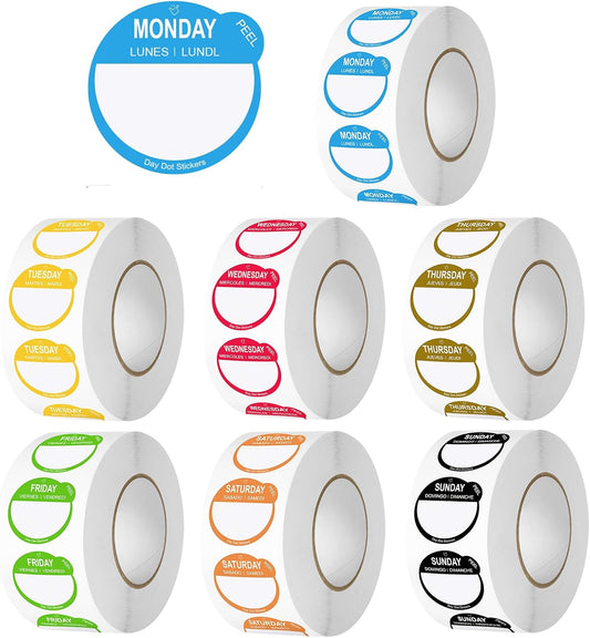 7000 Pcs 1 Inch Removable Day Dots Food Labels