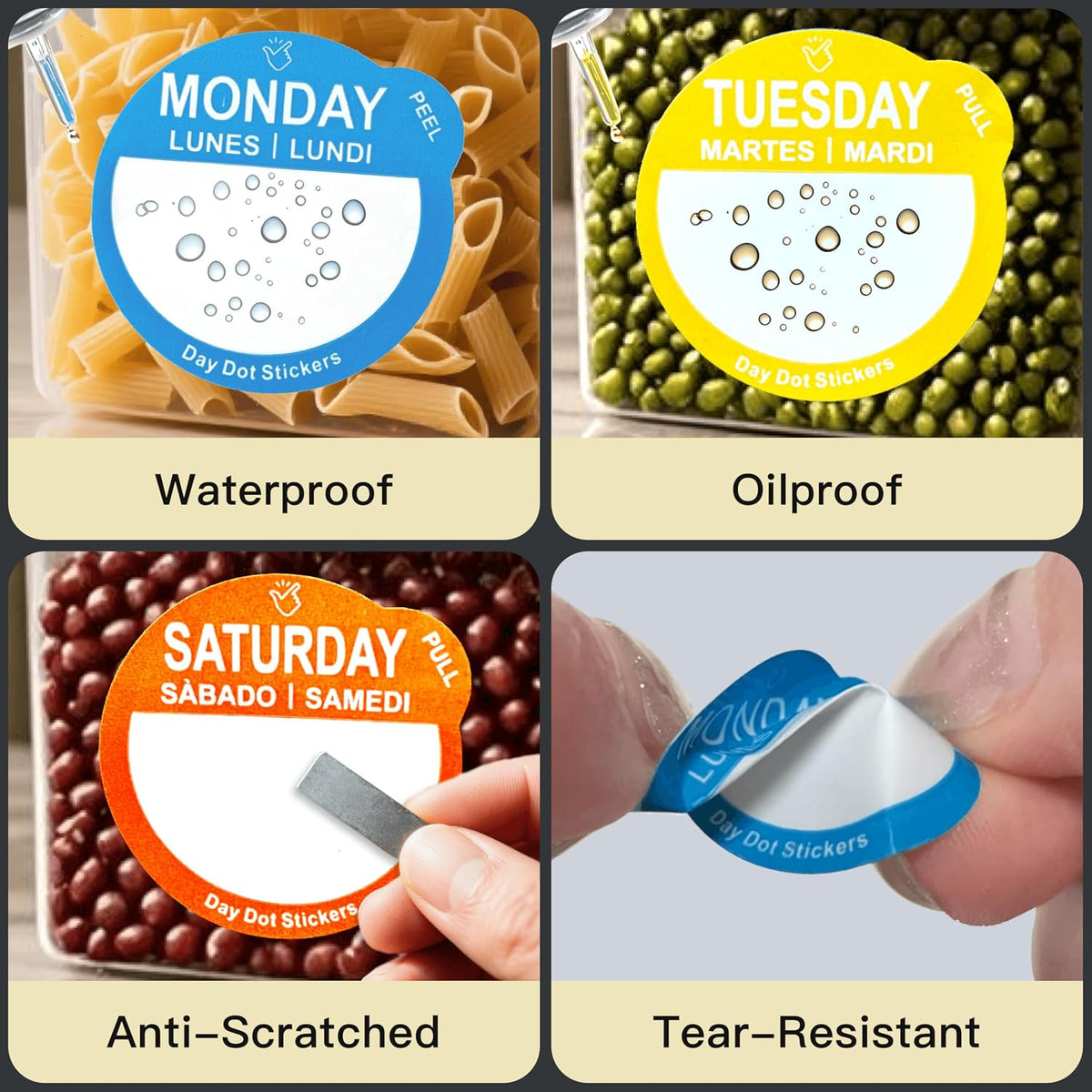 7000 Pcs 1 Inch Removable Day Dots Food Labels