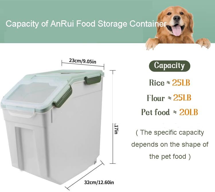Airtight 25LB Flour & Grain Storage Container, Blue