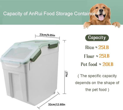Airtight 25LB Flour & Grain Storage Container, Blue