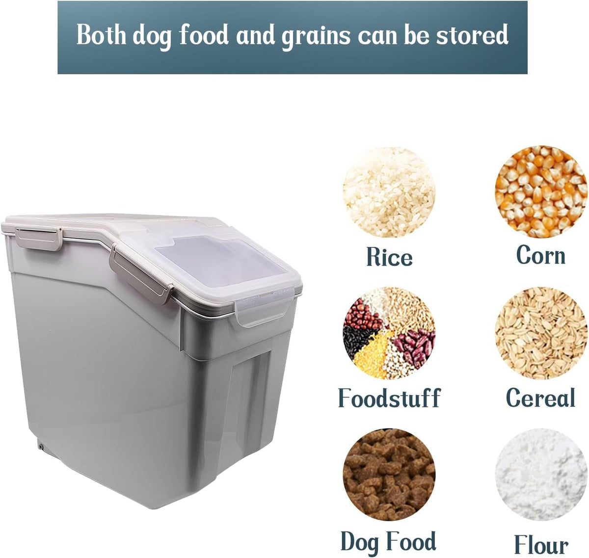 Airtight 25LB Flour & Grain Storage Container, Blue