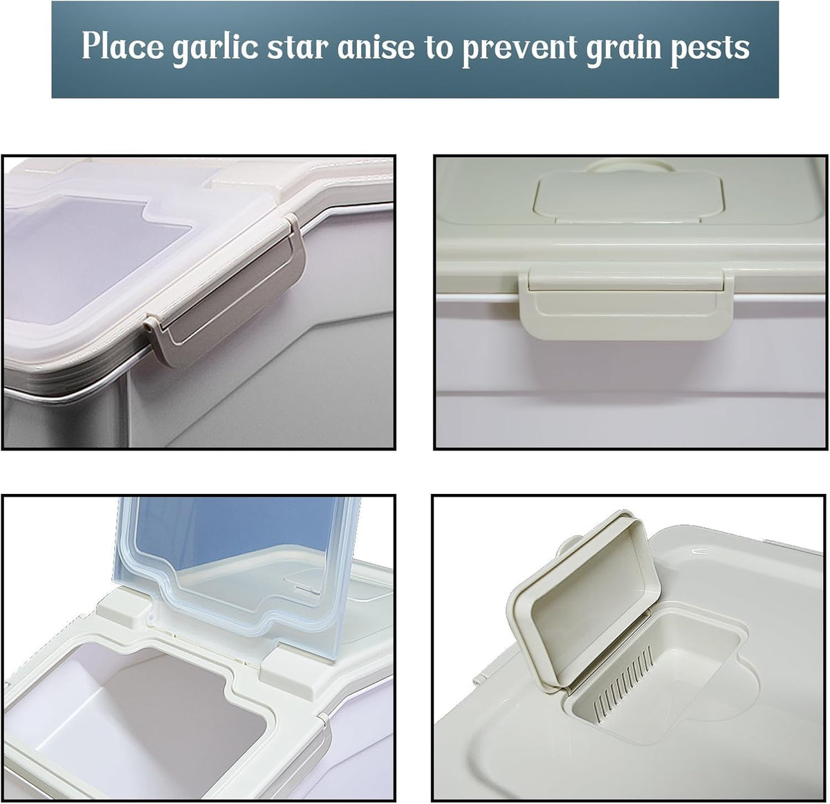 Airtight 25LB Flour & Grain Storage Container, Blue