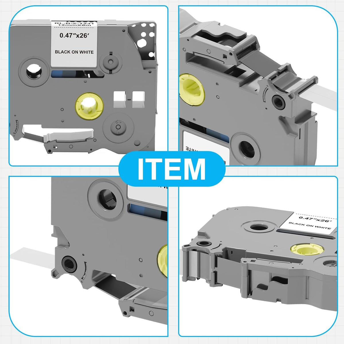 TZe-231 Compatible Tape 12mm 0.47 Laminated White for Brother P Touch | Label Maker Tape for Brother P-touch PT-D200 PT-D210 PT-D220 PT-D400, ideal for home, office and garage labeling, 6 Pack