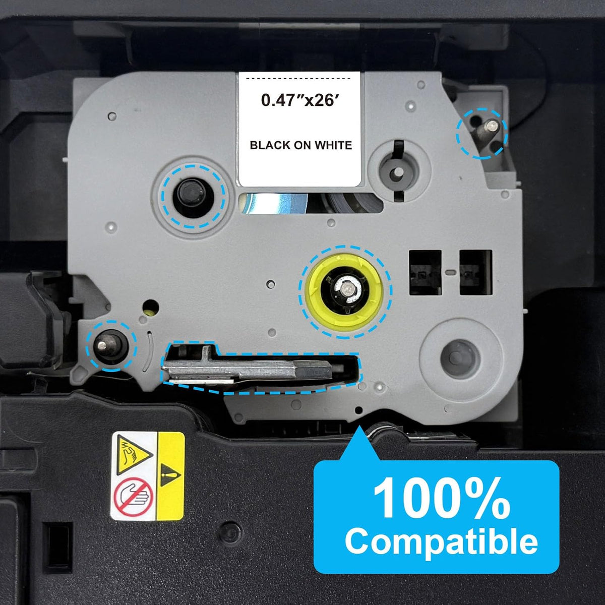 TZe-231 Compatible Tape 12mm 0.47 Laminated White for Brother P Touch | Label Maker Tape for Brother P-touch PT-D200 PT-D210 PT-D220 PT-D400, ideal for home, office and garage labeling, 6 Pack