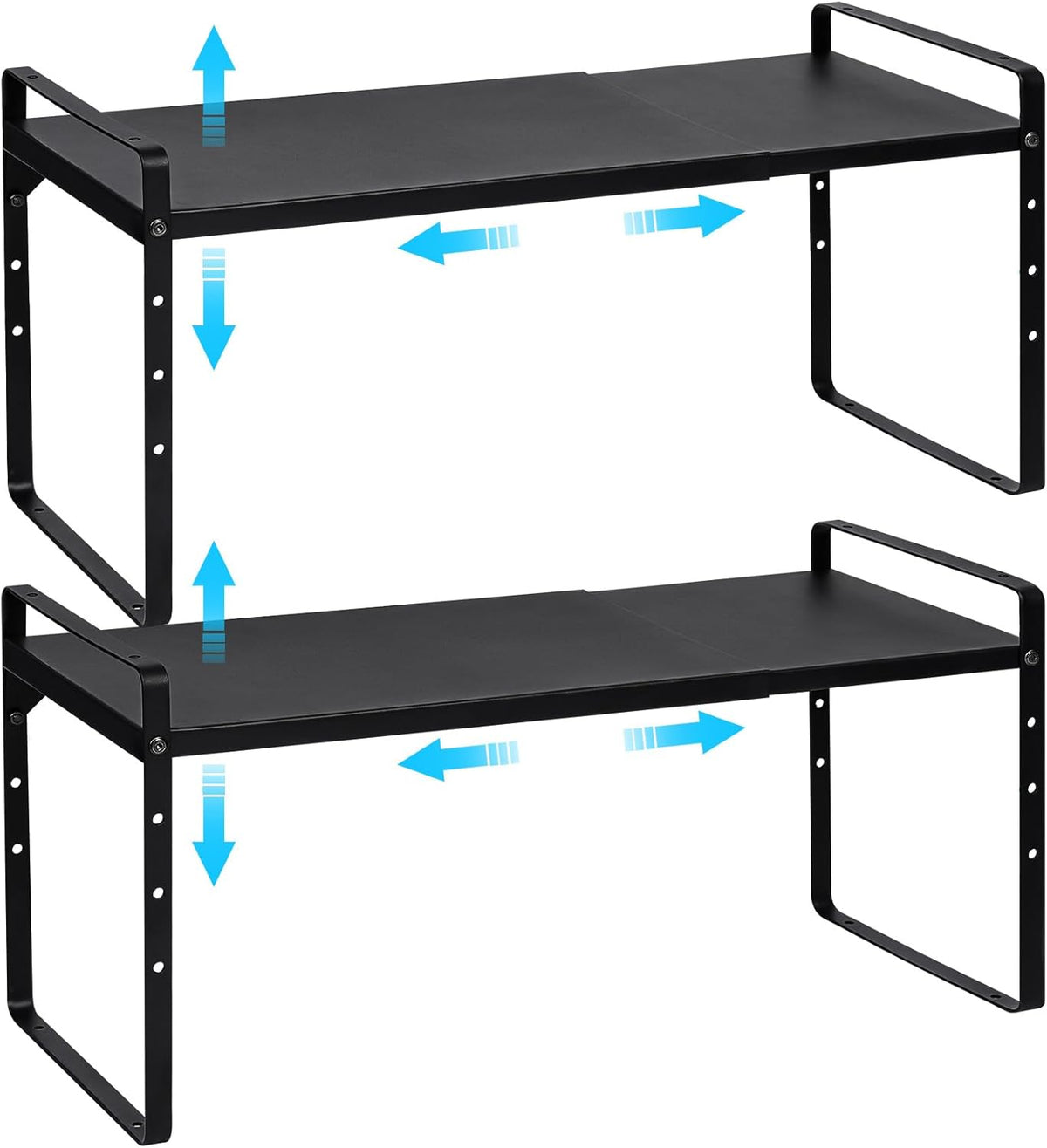 15.5 to 25.5 Inch Expandable Kitchen Cabinet Organizer Shelf, 30 LBS Heavy Duty Adjustable Kitchen Counter Storage Shelves Organizers,Stackable Small Storage Shelf Rack For Cabinet Cupboard
