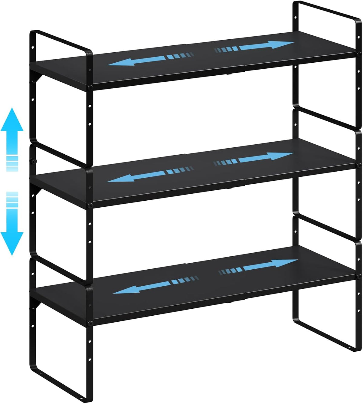 15.5 to 25.5 Inch Expandable Kitchen Cabinet Organizer Shelf, 30 LBS Heavy Duty Adjustable Kitchen Counter Storage Shelves Organizers,Stackable Small Storage Shelf Rack For Cabinet Cupboard