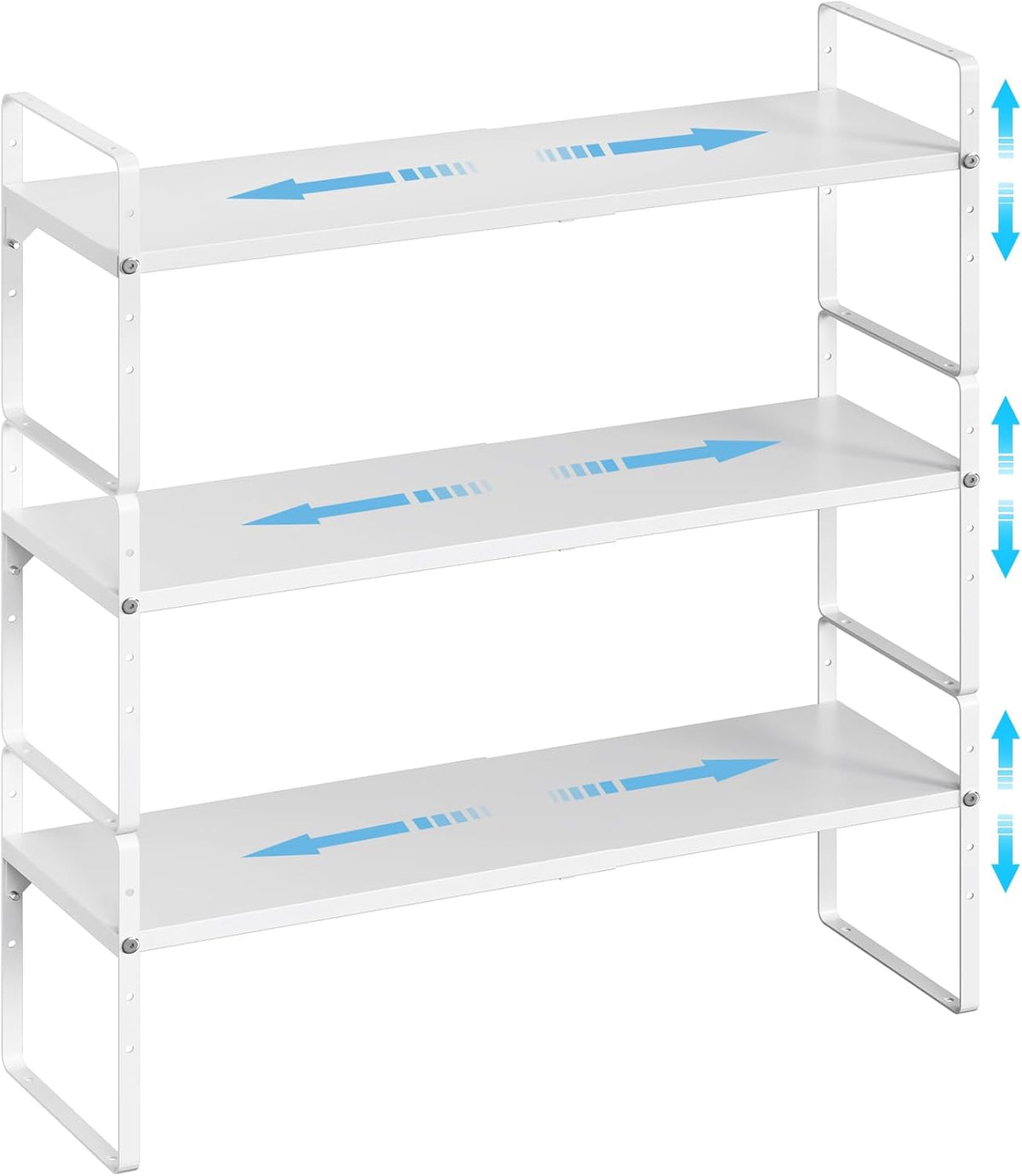 15.5 to 25.5 Inch Expandable Kitchen Cabinet Organizer Shelf, 30 LBS Heavy Duty Adjustable Kitchen Counter Storage Shelves Organizers,Stackable Small Storage Shelf Rack For Cabinet Cupboard