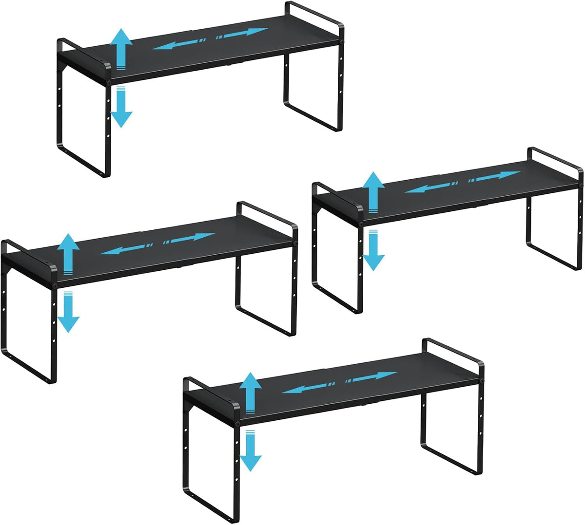 15.5 to 25.5 Inch Expandable Kitchen Cabinet Organizer Shelf, 30 LBS Heavy Duty Adjustable Kitchen Counter Storage Shelves Organizers,Stackable Small Storage Shelf Rack For Cabinet Cupboard