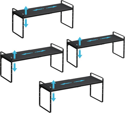 15.5 to 25.5 Inch Expandable Kitchen Cabinet Organizer Shelf, 30 LBS Heavy Duty Adjustable Kitchen Counter Storage Shelves Organizers,Stackable Small Storage Shelf Rack For Cabinet Cupboard