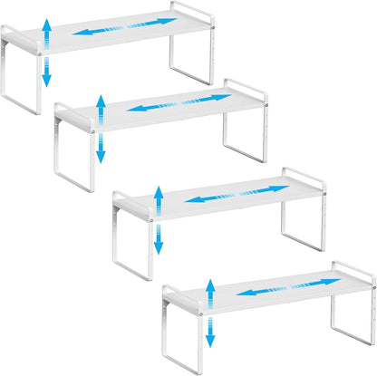 15.5 to 25.5 Inch Expandable Kitchen Cabinet Organizer Shelf, 30 LBS Heavy Duty Adjustable Kitchen Counter Storage Shelves Organizers,Stackable Small Storage Shelf Rack For Cabinet Cupboard