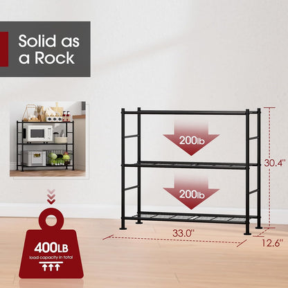Storage Shelves - 5 Tier Shelf Organizer, Heavy Duty Garage Shelving Unit with Leveling Feet, Stable Metal Shelves Organizer for Pantry, Kitchen and Closet, 33.0" W x 12.6" D x 72.0" H, Black