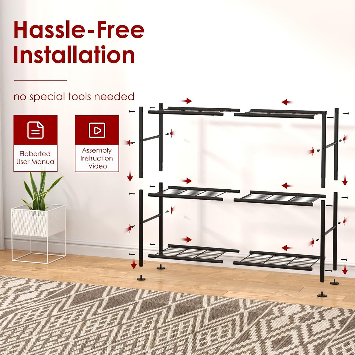 Storage Shelves - 5 Tier Shelf Organizer, Heavy Duty Garage Shelving Unit with Leveling Feet, Stable Metal Shelves Organizer for Pantry, Kitchen and Closet, 33.0" W x 12.6" D x 72.0" H, Black