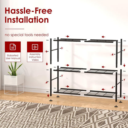 Storage Shelves - 5 Tier Shelf Organizer, Heavy Duty Garage Shelving Unit with Leveling Feet, Stable Metal Shelves Organizer for Pantry, Kitchen and Closet, 33.0" W x 12.6" D x 72.0" H, Black
