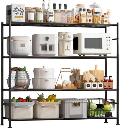 Storage Shelves - 5 Tier Shelf Organizer, Heavy Duty Garage Shelving Unit with Leveling Feet, Stable Metal Shelves Organizer for Pantry, Kitchen and Closet, 33.0" W x 12.6" D x 72.0" H, Black