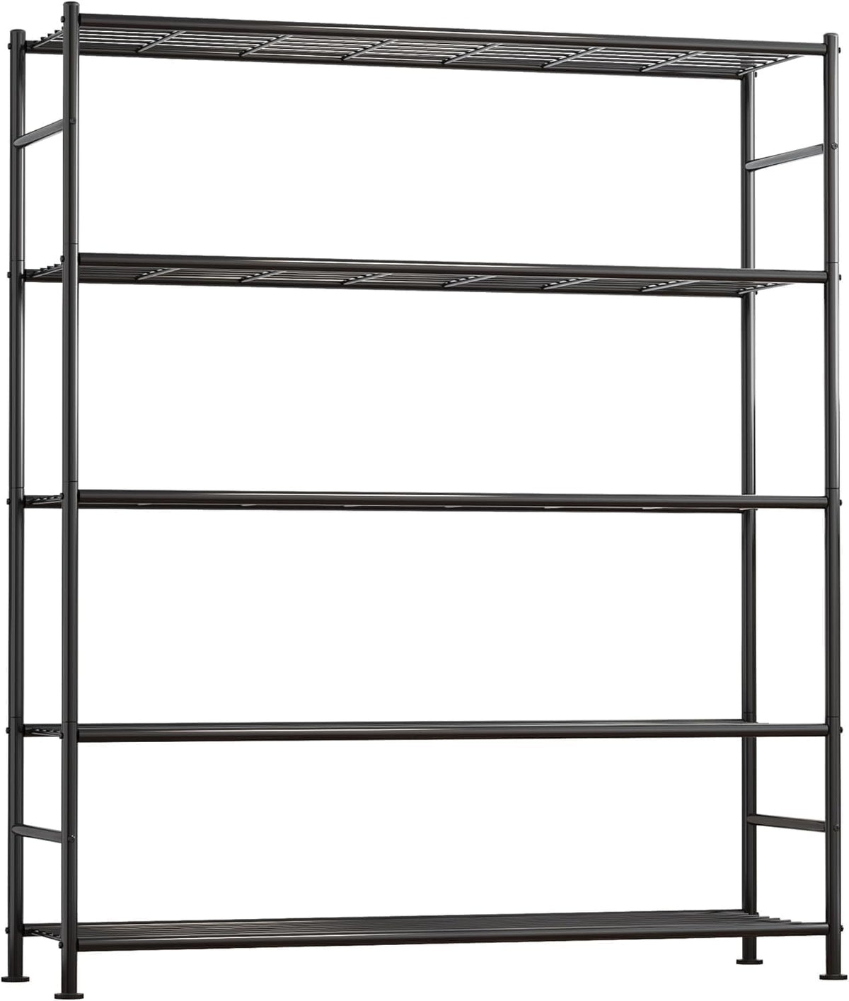 Storage Shelves - 5 Tier Shelf Organizer, Heavy Duty Garage Shelving Unit with Leveling Feet, Stable Metal Shelves Organizer for Pantry, Kitchen and Closet, 33.0" W x 12.6" D x 72.0" H, Black