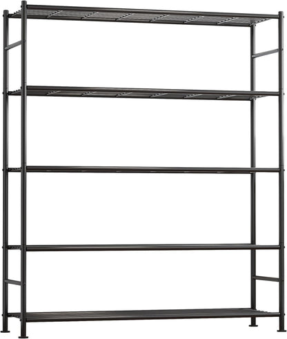 Storage Shelves - 5 Tier Shelf Organizer, Heavy Duty Garage Shelving Unit with Leveling Feet, Stable Metal Shelves Organizer for Pantry, Kitchen and Closet, 33.0" W x 12.6" D x 72.0" H, Black