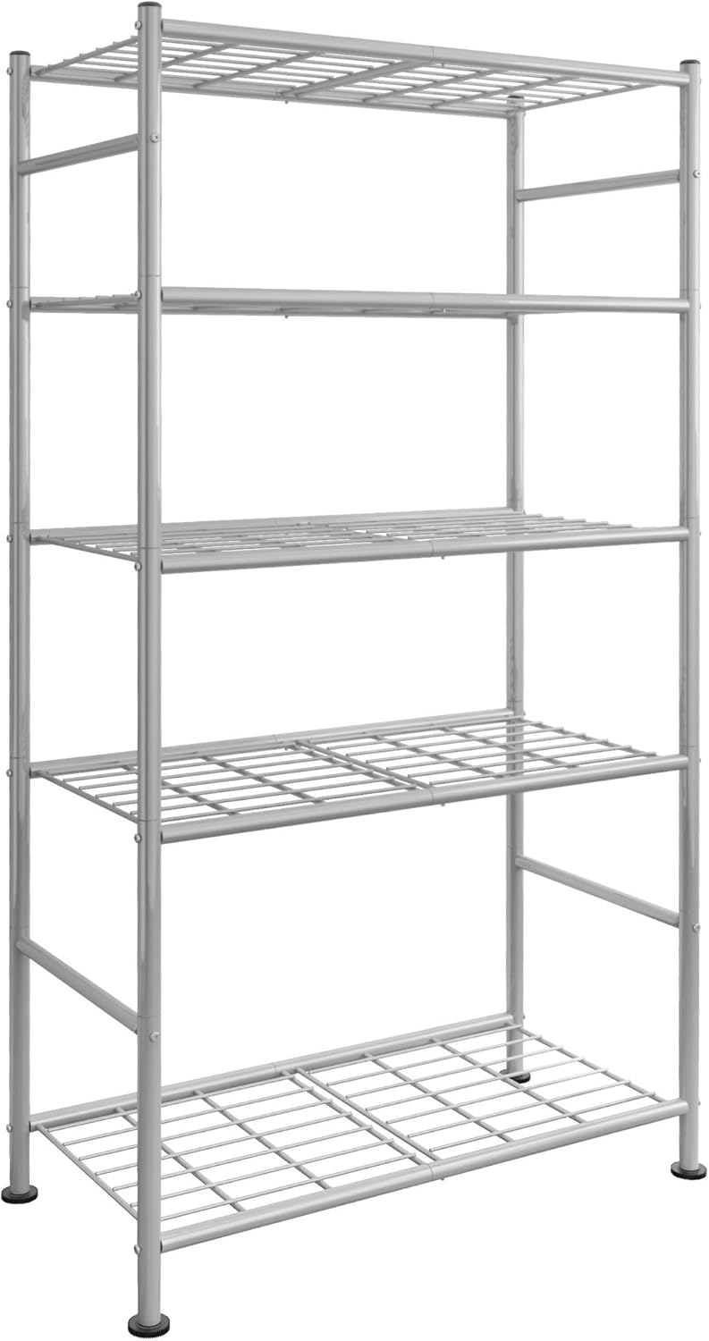 Storage Shelves - 5 Tier Shelf Organizer, Heavy Duty Garage Shelving Unit with Leveling Feet, Stable Metal Shelves Organizer for Pantry, Kitchen and Closet, 33.0" W x 12.6" D x 72.0" H, Black