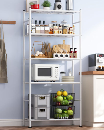 Storage Shelves - 5 Tier Shelf Organizer, Heavy Duty Garage Shelving Unit with Leveling Feet, Stable Metal Shelves Organizer for Pantry, Kitchen and Closet, 33.0" W x 12.6" D x 72.0" H, Black