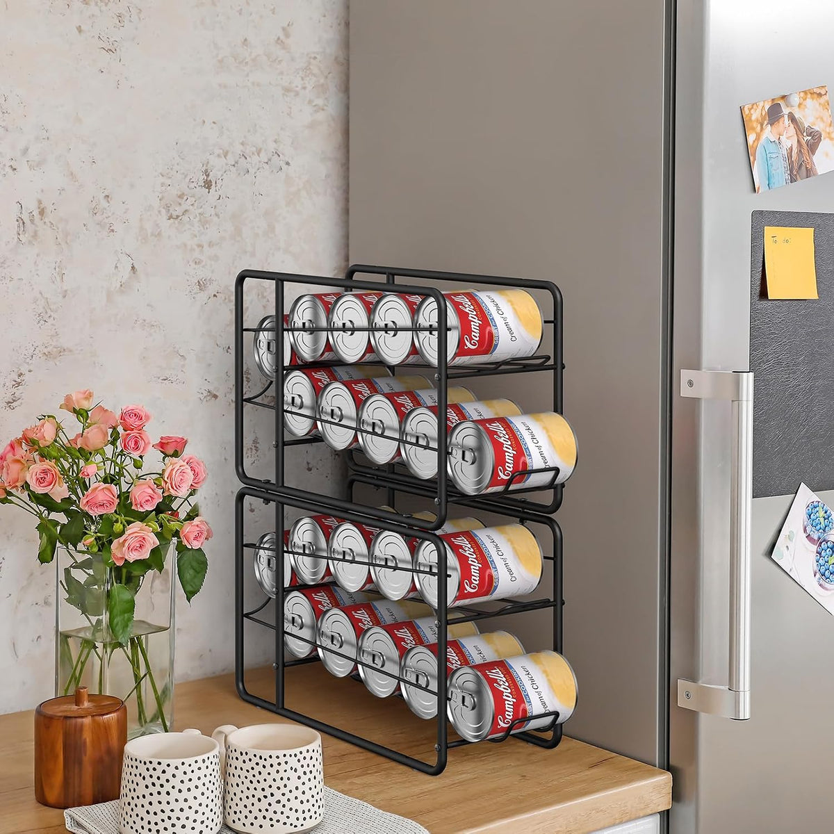 4 Pack Can Organizer for Pantry, Stackable Soda Can Dispenser Rack