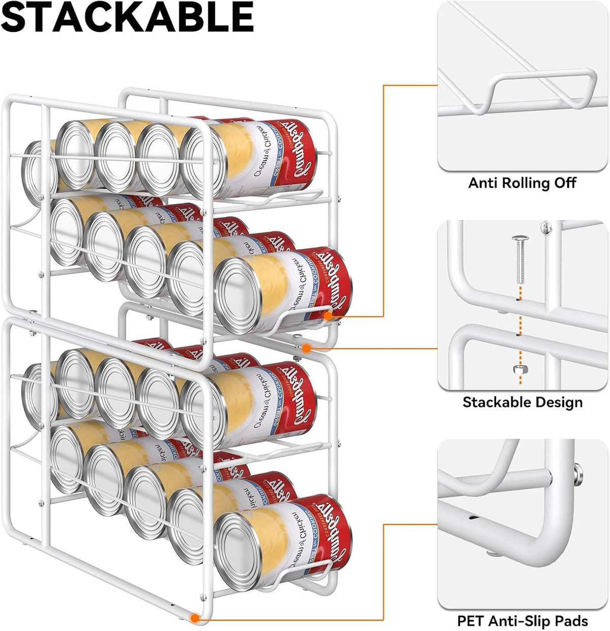 4 Pack Can Organizer for Pantry, Stackable Soda Can Dispenser Rack