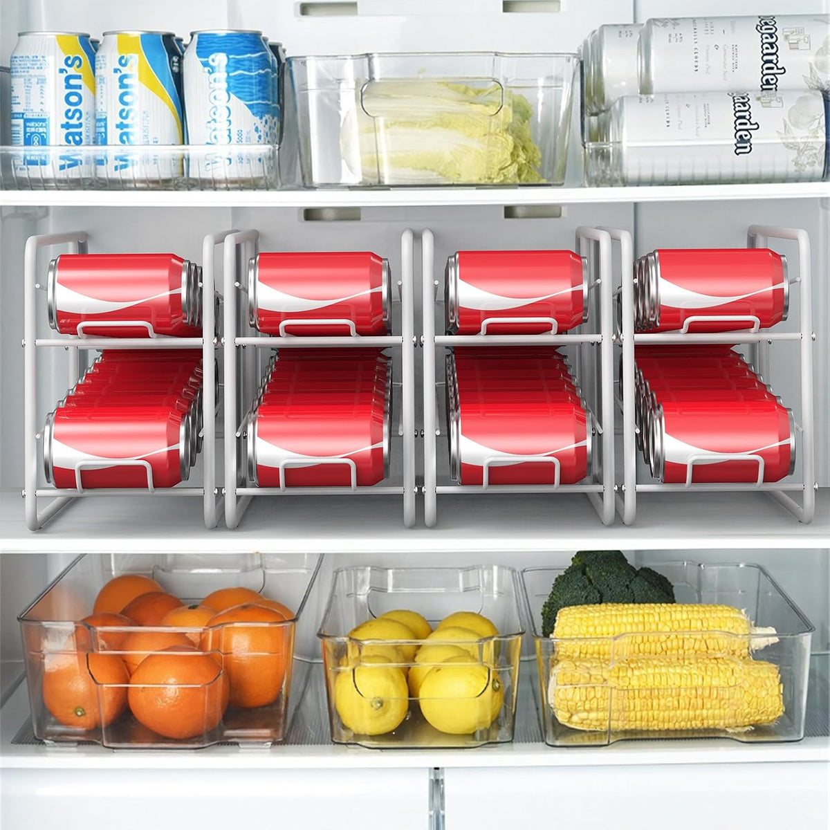 4 Pack Can Organizer for Pantry, Stackable Soda Can Dispenser Rack