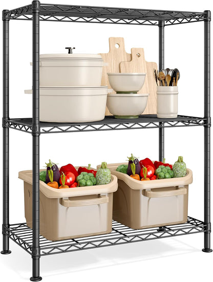 SONGMICS 5-Tier Storage Shelves, Adjustable Wire Shelving Unit, 8 Hooks