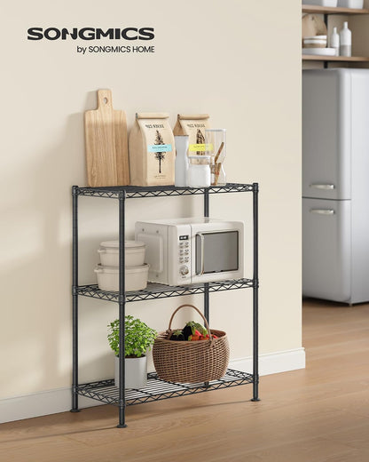 SONGMICS 5-Tier Storage Shelves, Adjustable Wire Shelving Unit, 8 Hooks