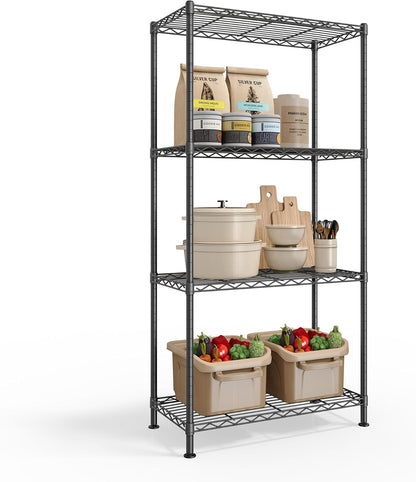 SONGMICS 5-Tier Storage Shelves, Adjustable Wire Shelving Unit, 8 Hooks