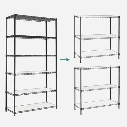 SONGMICS 5-Tier Storage Shelves, Adjustable Wire Shelving Unit, 8 Hooks