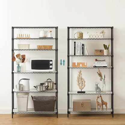 SONGMICS 5-Tier Storage Shelves, Adjustable Wire Shelving Unit, 8 Hooks