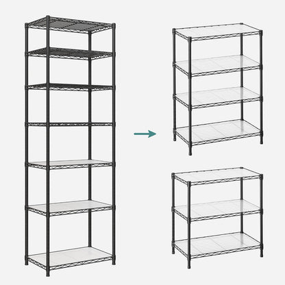SONGMICS 5-Tier Storage Shelves, Adjustable Wire Shelving Unit, 8 Hooks
