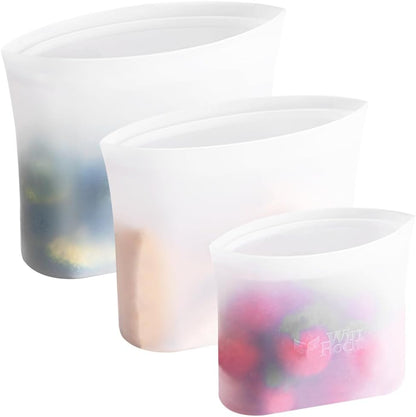 Reusable Silicone Food Storage Bag, for Microwave, Oven, Fridge, Freezer & Sous Vide Zip Sealed Containers (2 Middle size 32oz 1000ml)…