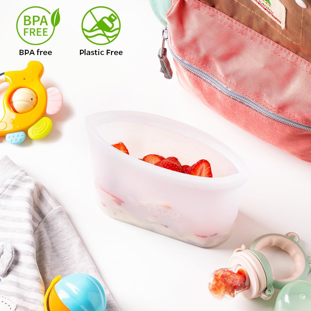 Reusable Silicone Food Storage Bag, for Microwave, Oven, Fridge, Freezer & Sous Vide Zip Sealed Containers (2 Middle size 32oz 1000ml)…