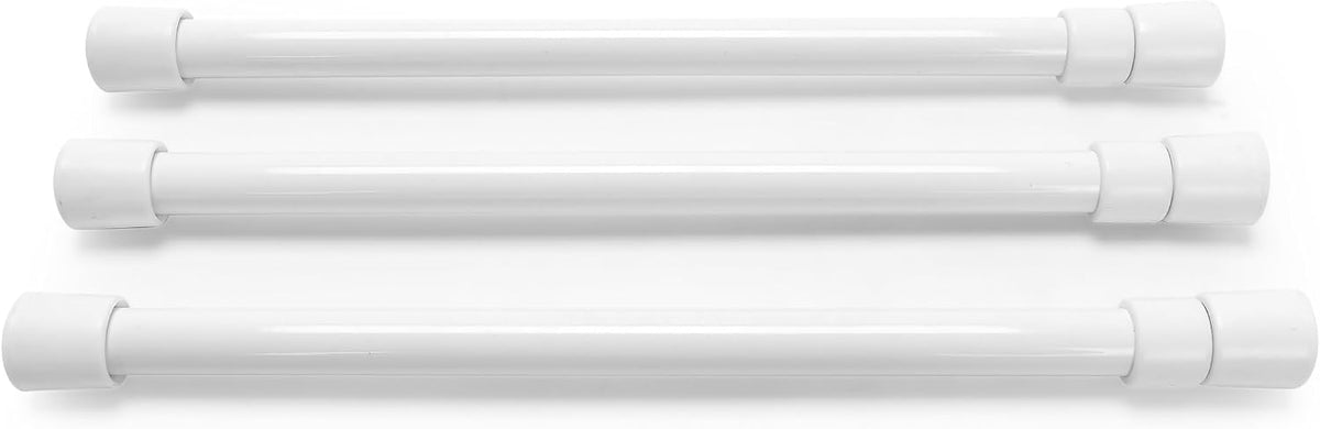17" RV Refrigerator Bar - Holds Food and Drinks in Place During Travel and Helps Stop Messy Spills - Spring Loaded and Extends 10-inches to 17-inches - 3 Pack -White (44063)