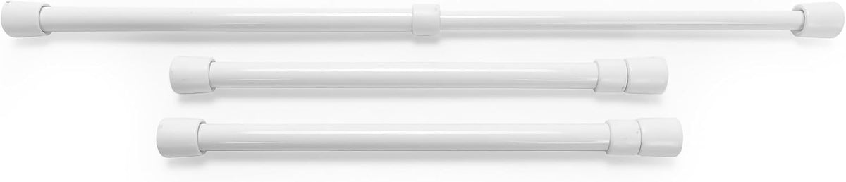 17" RV Refrigerator Bar - Holds Food and Drinks in Place During Travel and Helps Stop Messy Spills - Spring Loaded and Extends 10-inches to 17-inches - 3 Pack -White (44063)