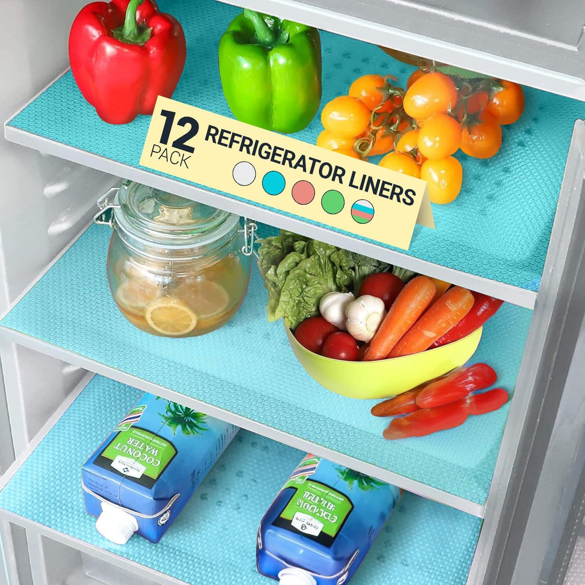 Refrigerator Liners for Shelves (8 Pack) by Linda’s Essentials - Non-Adhesive Drawer and Shelf Liner, BPA-Free Fridge Mats for Kitchen & Cabinets, Easy to Clean, Ideal Household Essentials (Clear)
