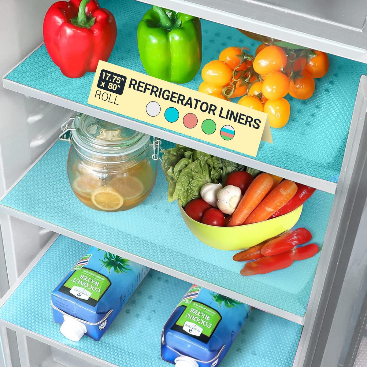 Refrigerator Liners for Shelves (8 Pack) by Linda’s Essentials - Non-Adhesive Drawer and Shelf Liner, BPA-Free Fridge Mats for Kitchen & Cabinets, Easy to Clean, Ideal Household Essentials (Clear)
